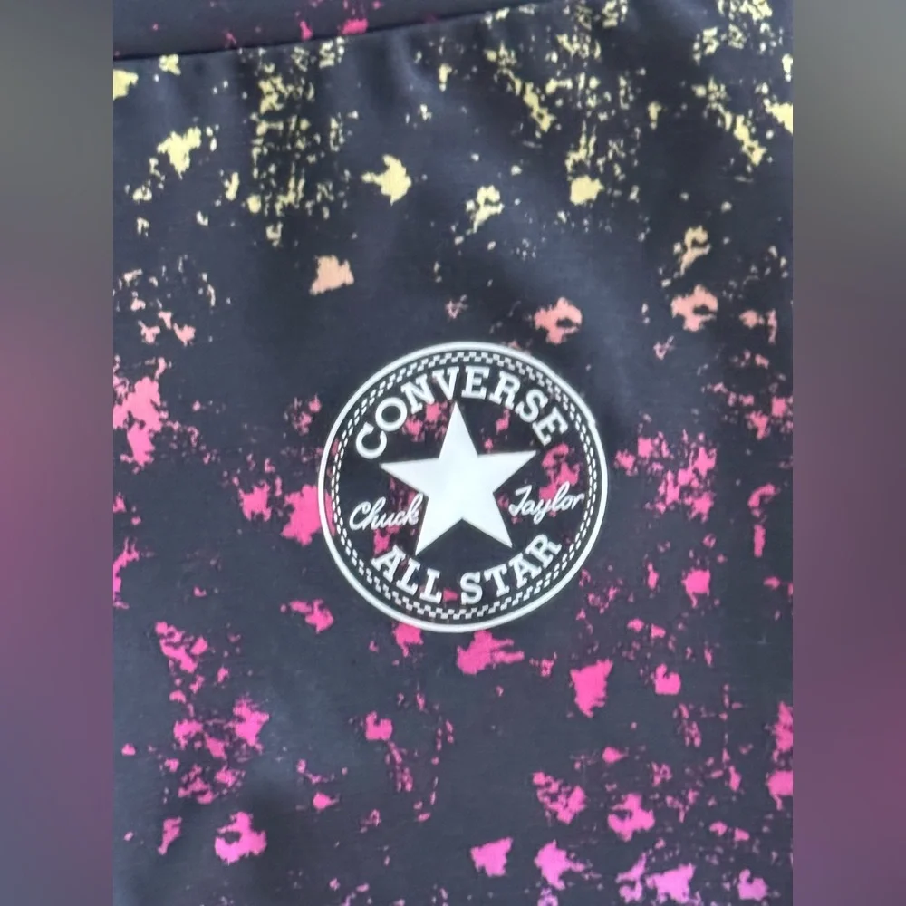 Converse Yoga Pants Leggings Girls Sz S‎ (8-10) Black Multiple Color Stretch NEW